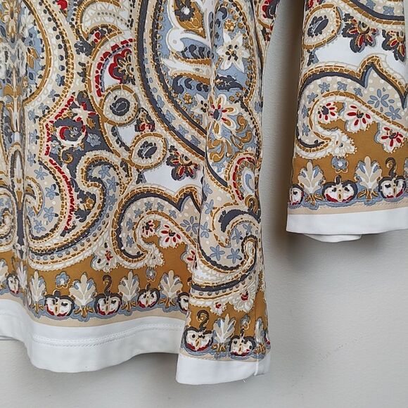 J. McLaughlin Signature Tee Catalina Cloth Paisley 3/4 Length Sleeve Top - Picture 4 of 9